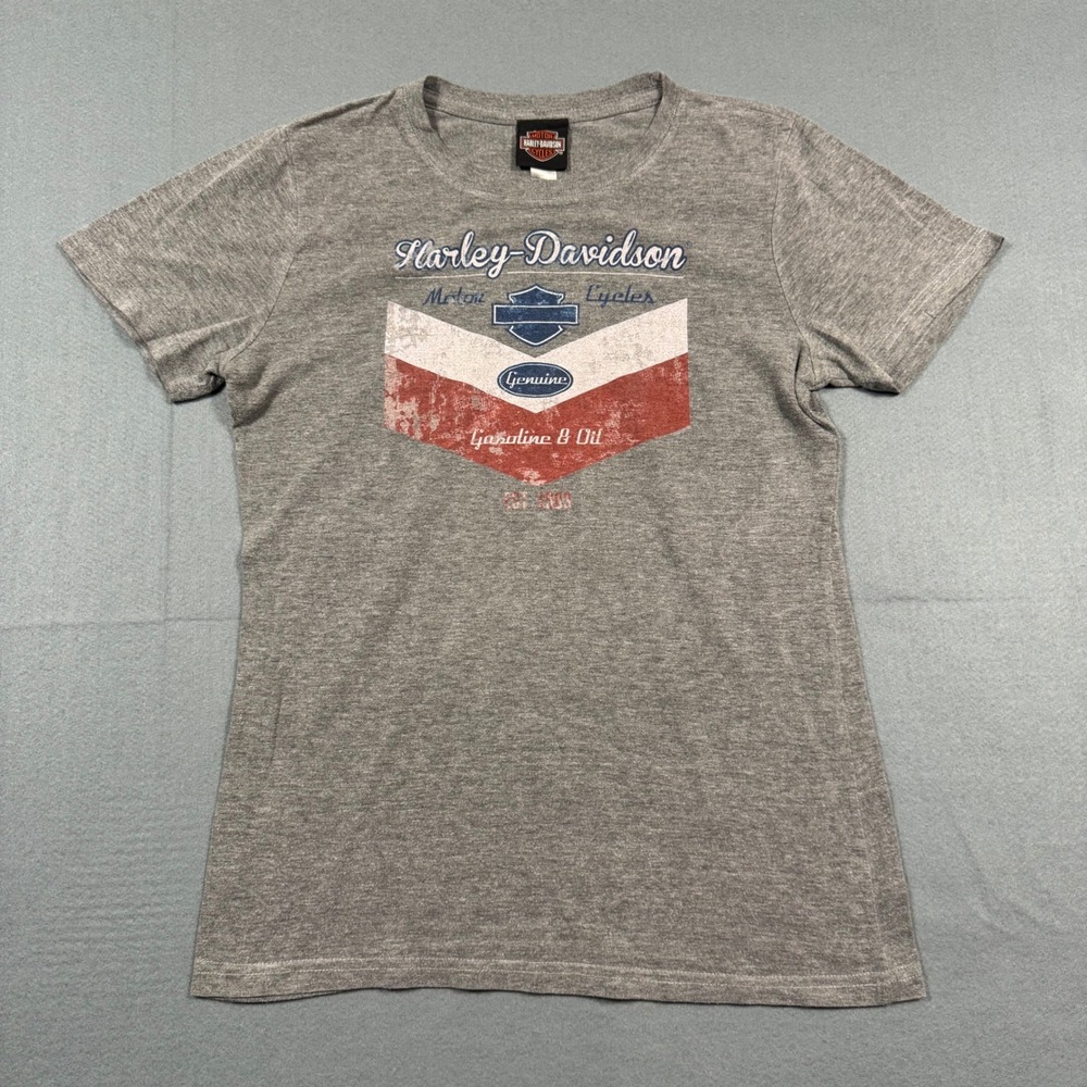 Harley Davidson San Jacinto Texas Graphic T-Shirt Gray Womens Large Bravado